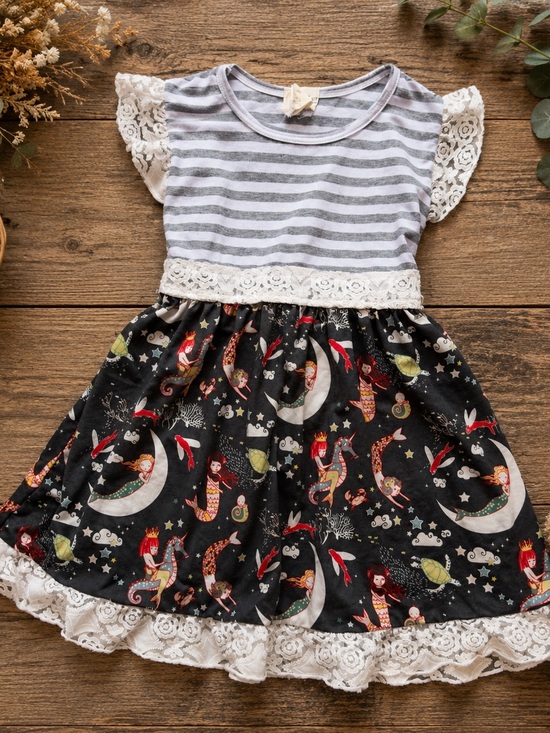 Honeydew Boutique Other - Honeydew Boutique Mermaid Moon Lace Dress Girls 6-7T Fantasy Boho